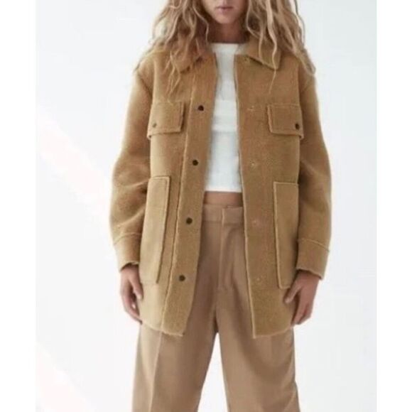 Zara Faux Shearling Teddy Double Faced Overshirt Jacket - Picture 1 of 8